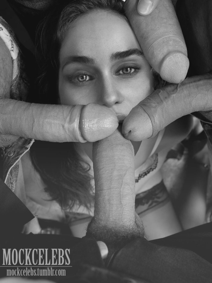 The exciting pussy of the naked Emilia Clarke is stretched tight on a hot cock
